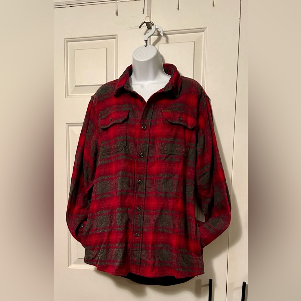Orvis Red and Black Plaid Shirt Jacket